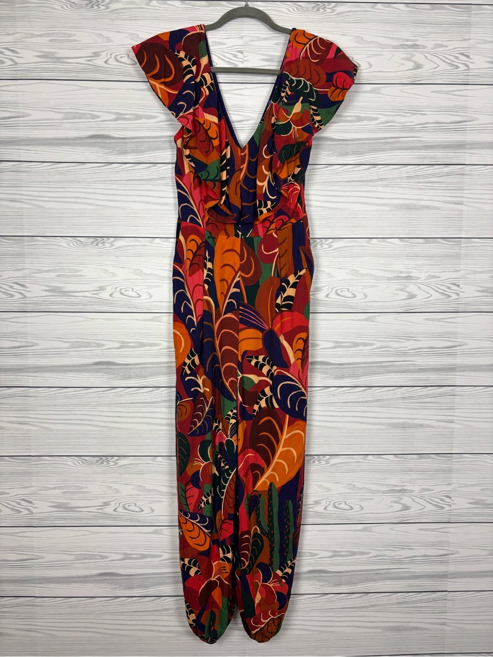 FARM Rio for Anthropologie abstract ruffled jumpsuit size XS colorful - Picture 4 of 14
